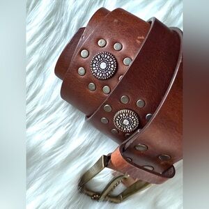 BRAVE Leather - Brown Leather w detail studs Antique Gold
